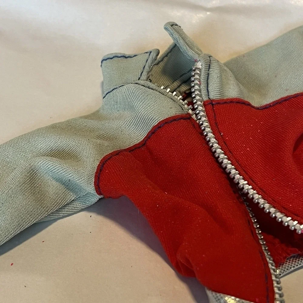 Barbie Doll Red/Blue Olympics Swim Champion Gymnastics‎ Cloth JACKET FAUX ZIPPER